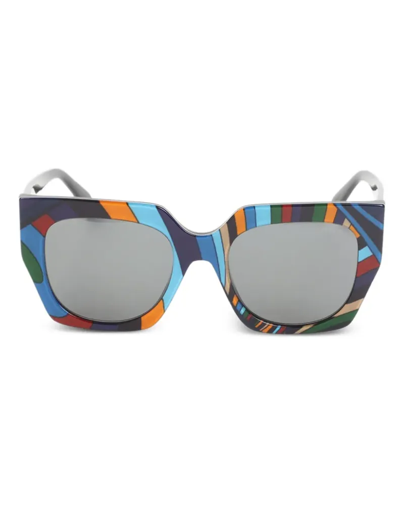 Emilio Pucci geometric-frame signature-print sunglasses - Schwarz Schwarz