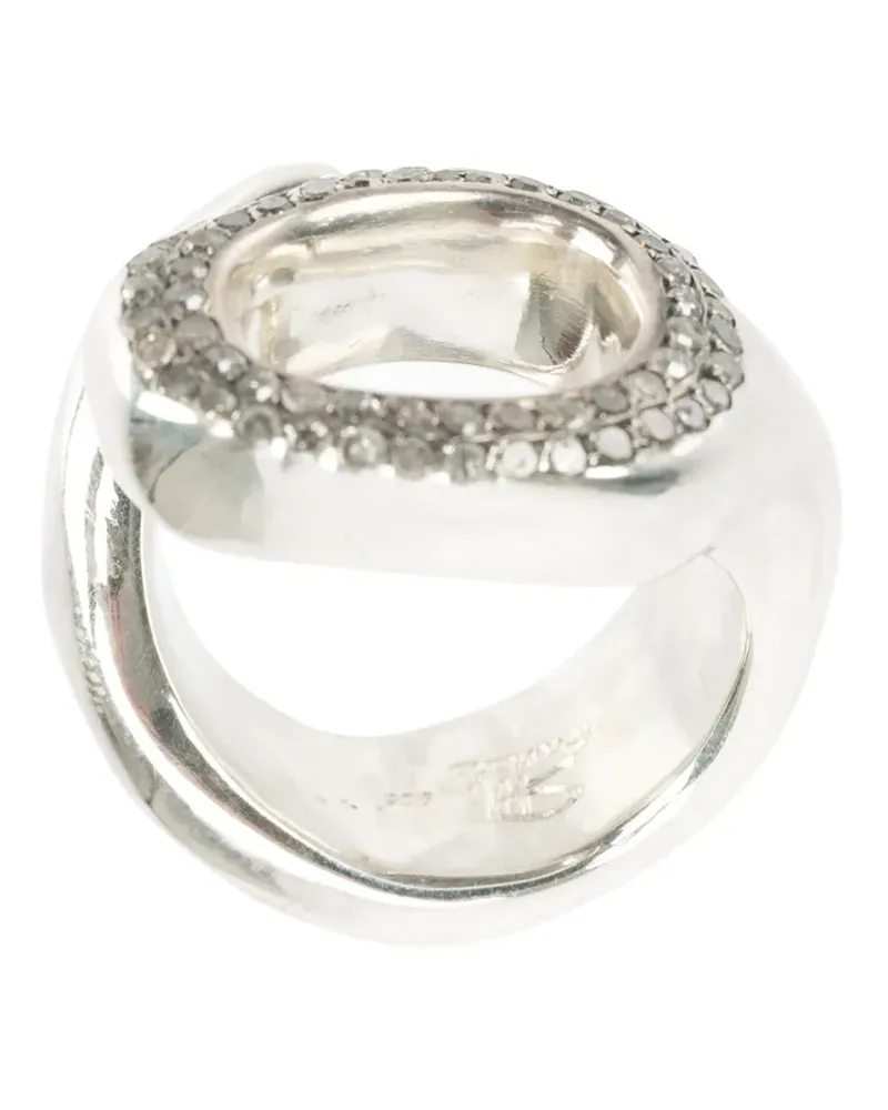 Rosa Maria Silberring mit grauen Diamanten - Metallic Metallic