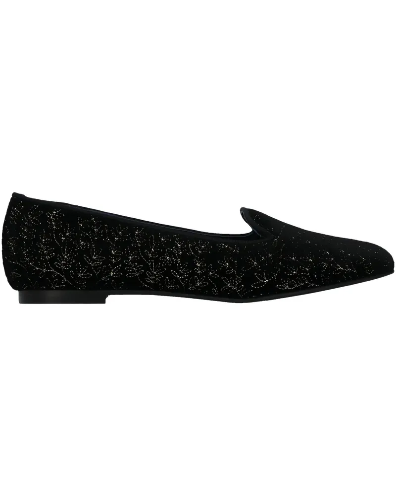 Castañer velvet floral-embroidery loafers - Schwarz Schwarz