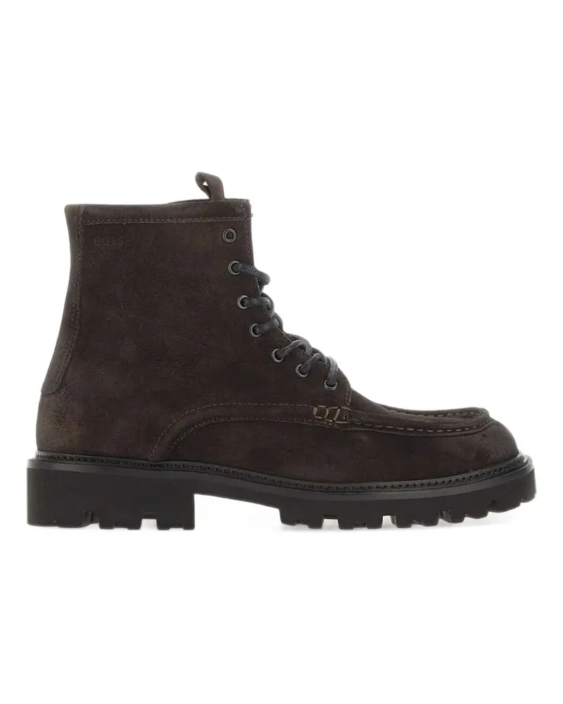 HUGO BOSS Schnürstiefel aus Wildleder mit seitlichem Reißverschluss - Braun Braun