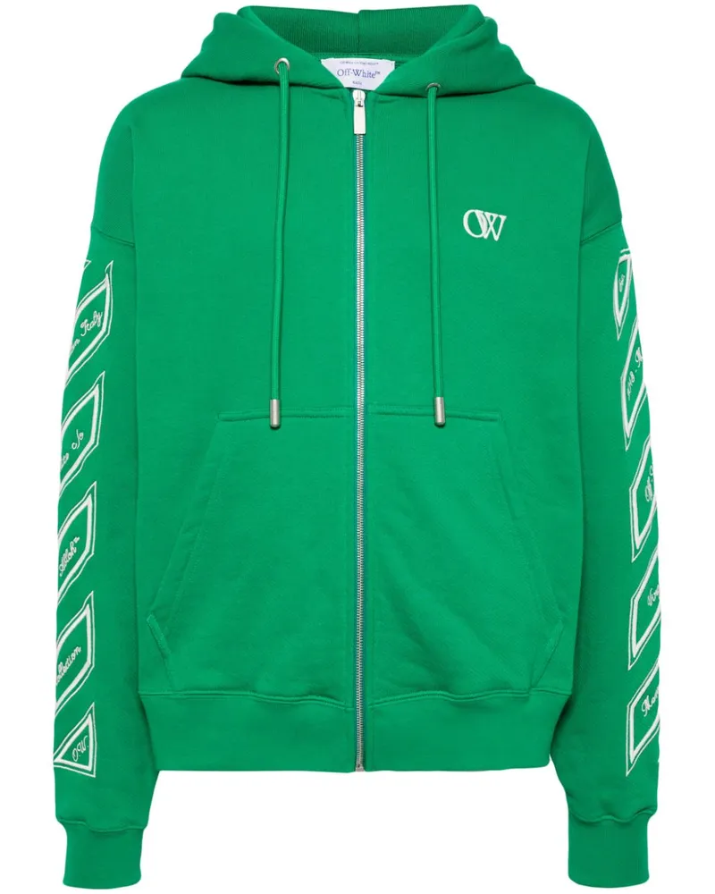 OFF-WHITE Kapuzenjacke mit diagonalen Streifen - Grün Grün