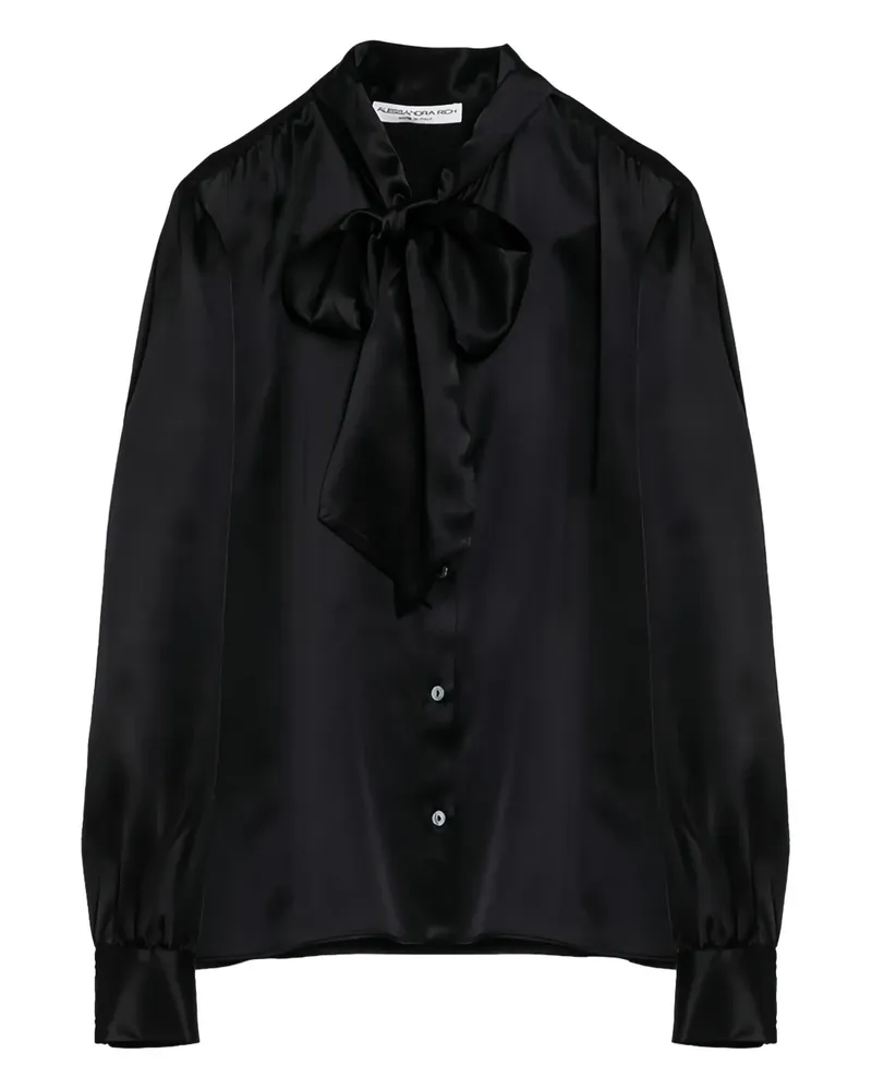 Alessandra Rich Satinhemd mit Schleifenkragen - Schwarz Schwarz