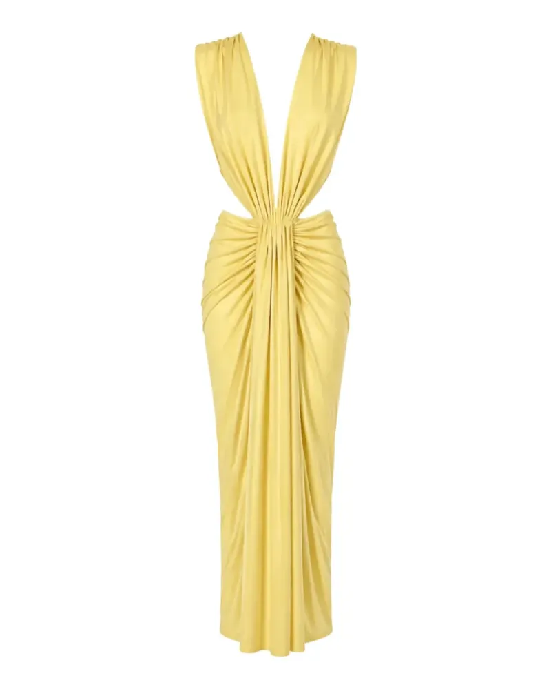 Baobab Collection Gerafftes Pia Maxikleid mit Cut-Out - Gelb Gelb