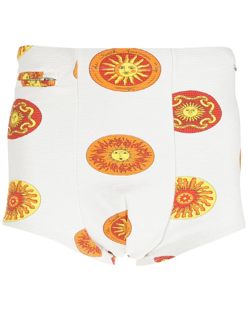 Amir Slama Badehose mit Sol-Print - Weiß Weiß
