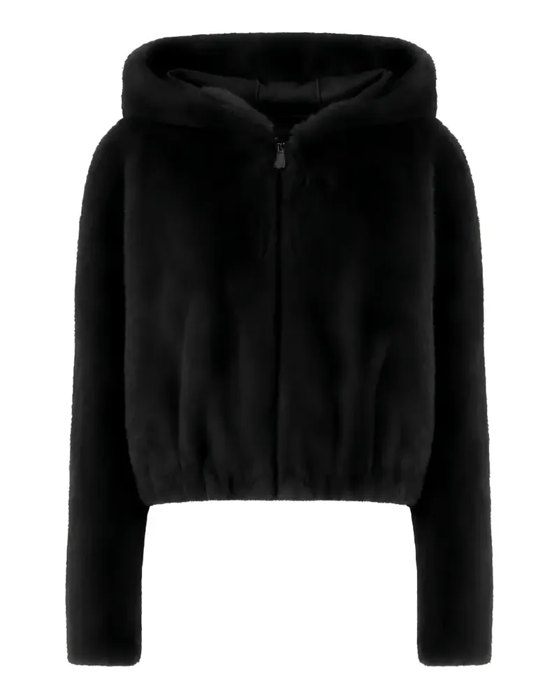 Pinko Gasteria Kapuzenjacke aus Faux Fur - Schwarz Schwarz