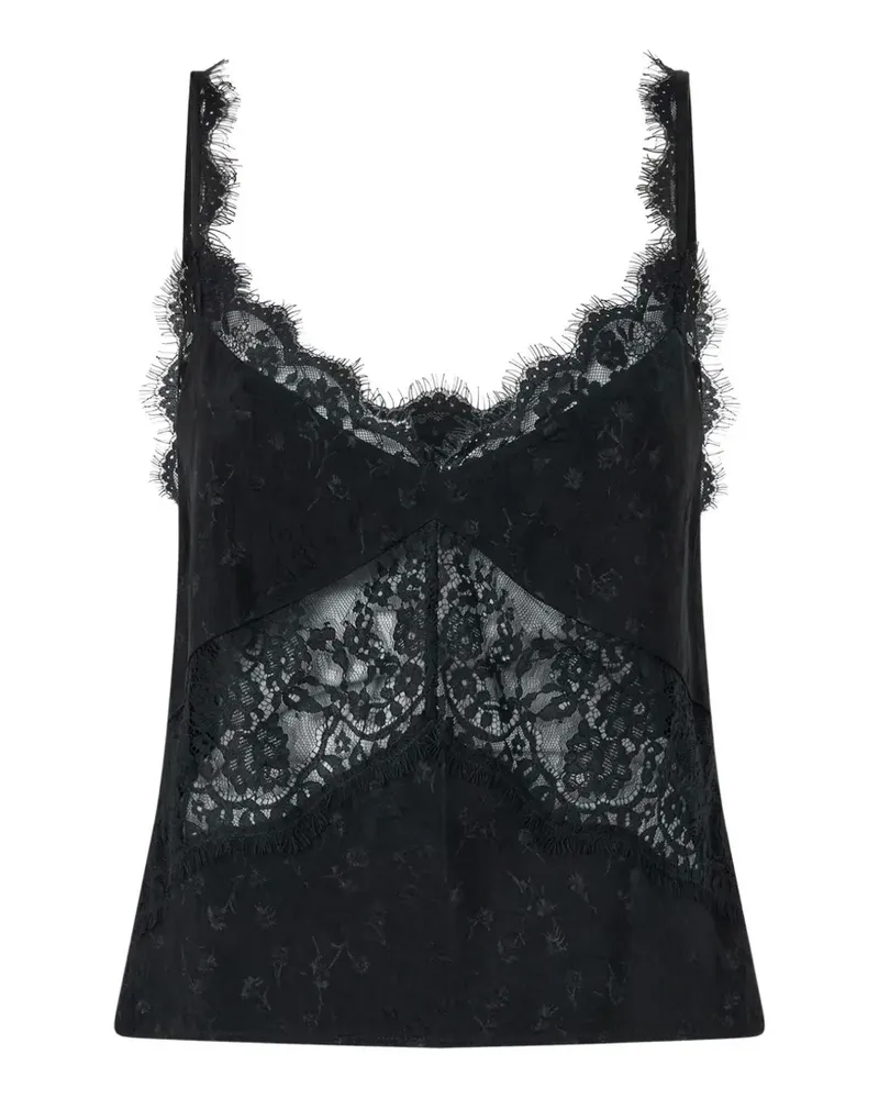 Pinko Camisole-Top mit Spitzenborte - Schwarz Schwarz