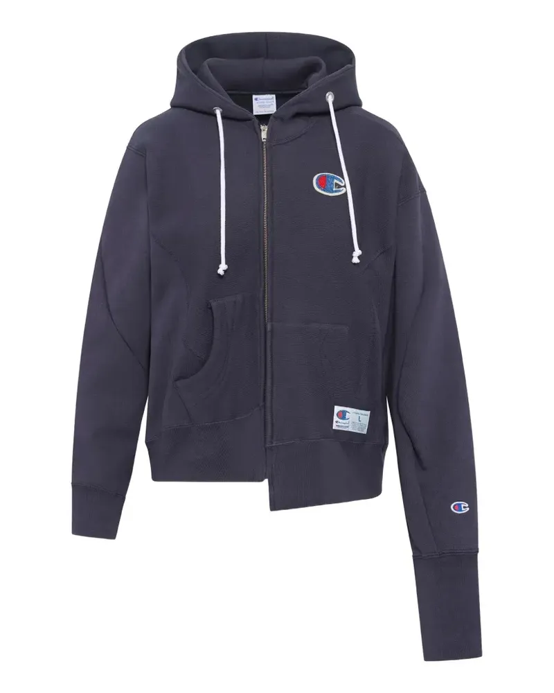 Undercover x Champion asymmetric zip-up hoodie - Blau Blau