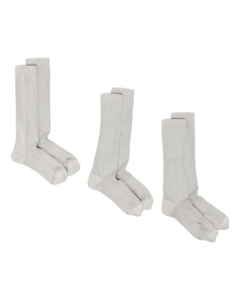 Boris Bidjan Saberi 3er-Set gerippte Stricksocken - Grau Grau