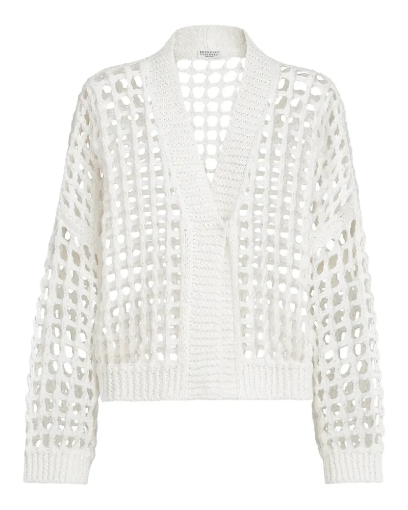 Brunello Cucinelli jute and cotton net cardigan - Weiß Weiß