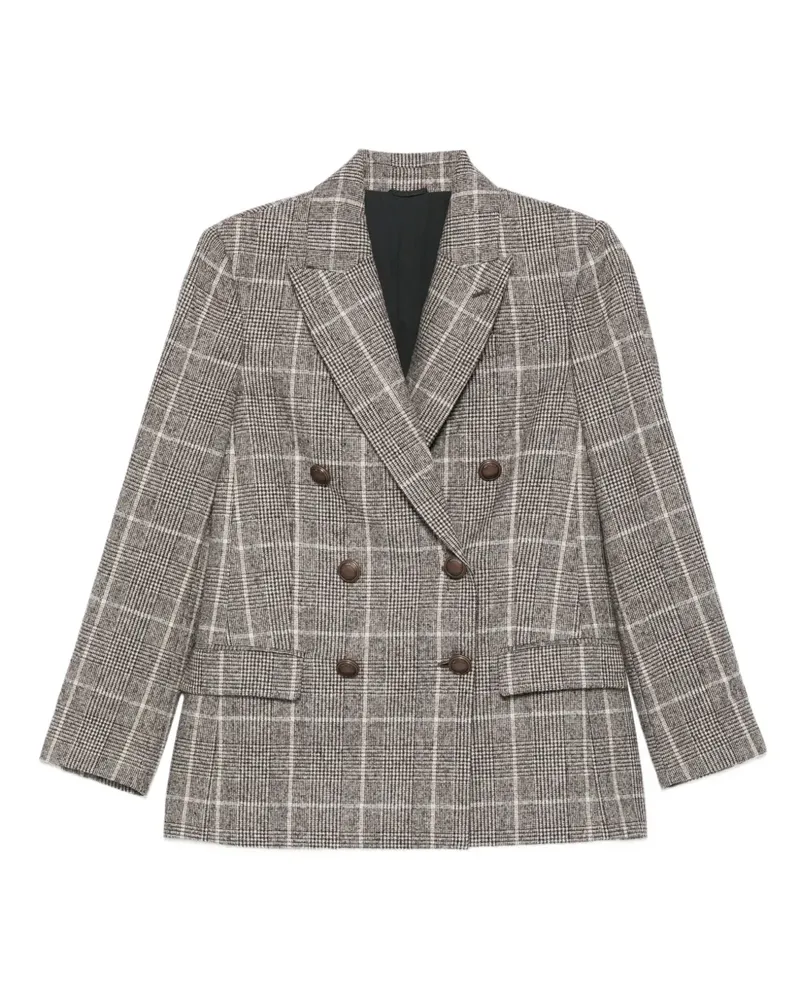 Brunello Cucinelli Doppelreihiges Sakko mit Karo - Braun Braun