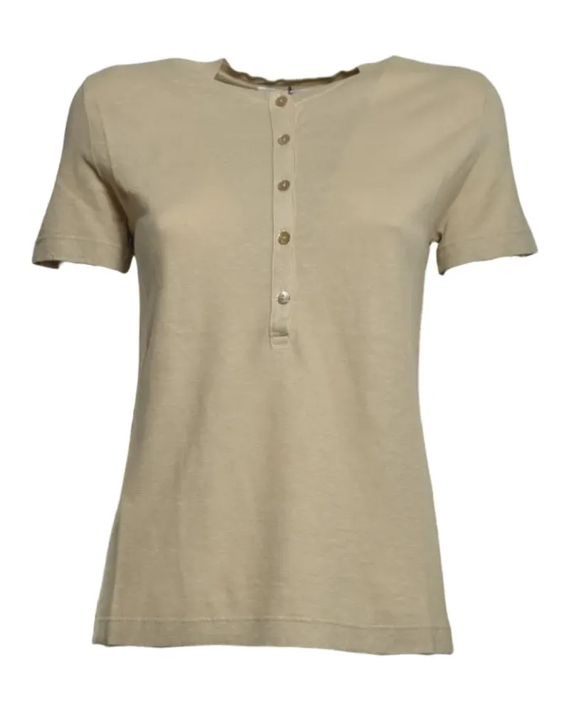 SOLOTRE button-placket short-sleeve T-shirt - Nude Nude