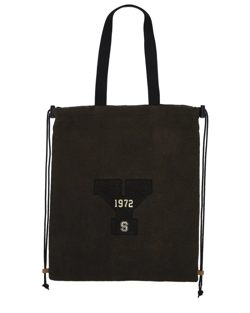 Yohji Yamamoto appliqué drawstring tote bag - Braun Braun