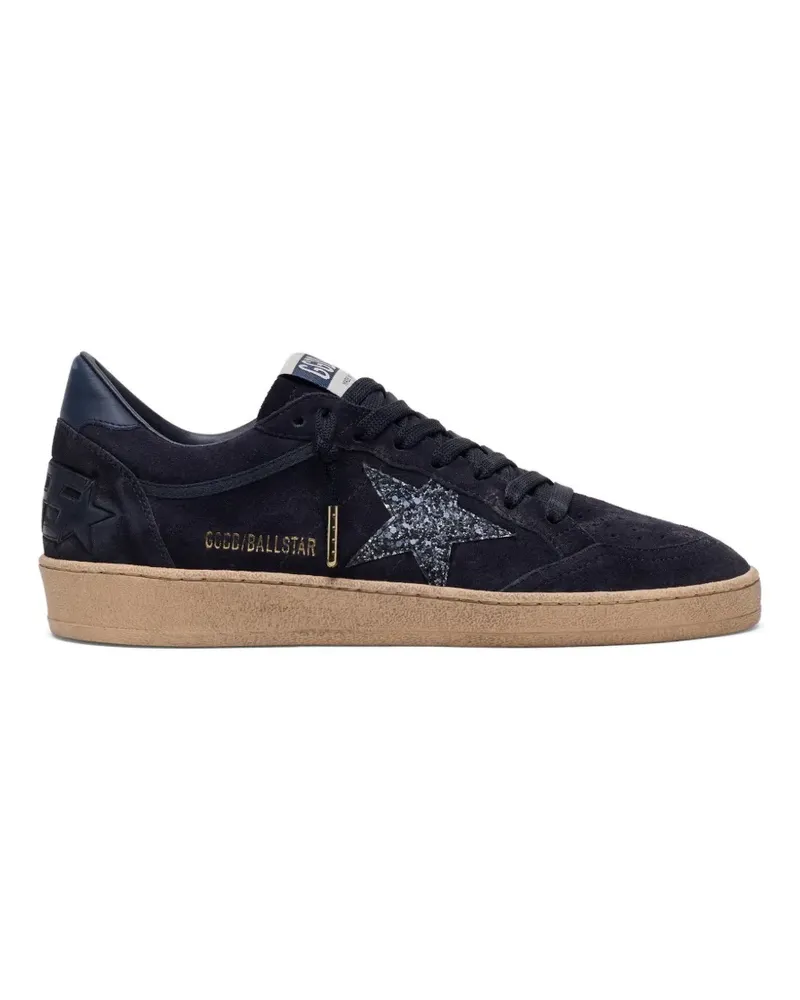 Golden Goose Ball Star in dark blue suede with dark blue glitter star sneakers - Blau Blau