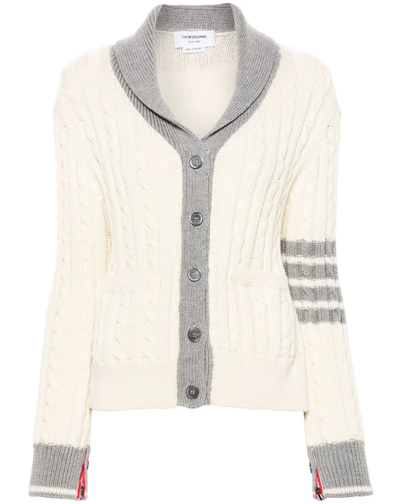 Thom Browne Cardigan mit Zopfmuster - Weiß Weiß