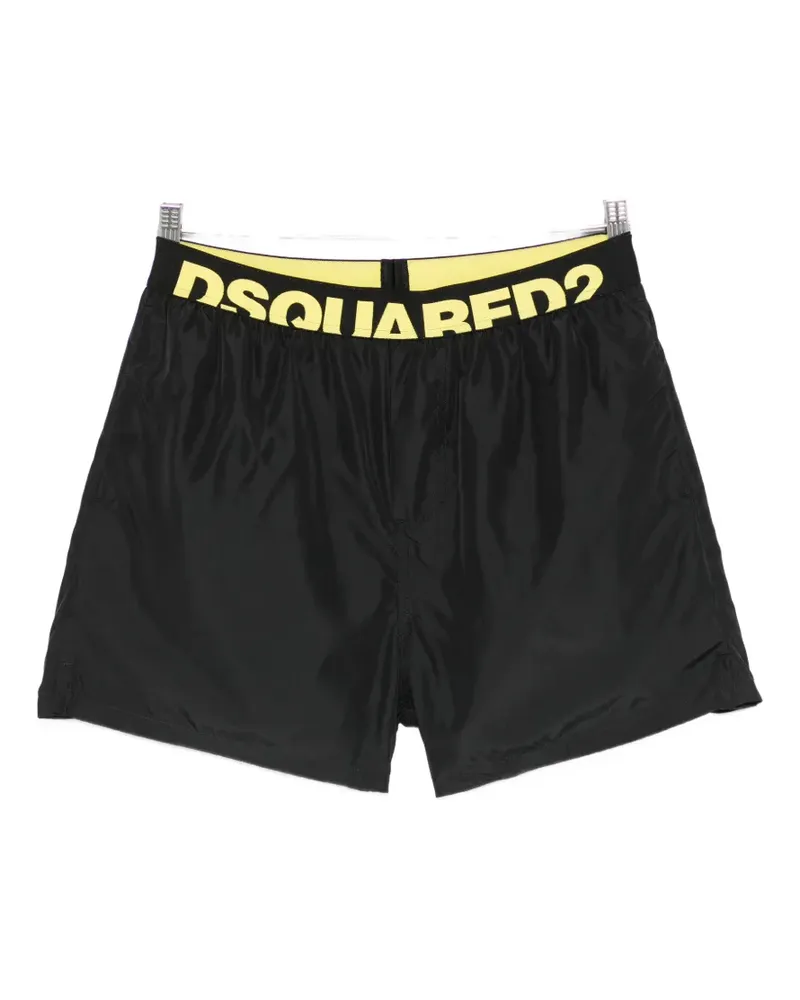 Dsquared2 logo waistband beach shorts - Schwarz Schwarz