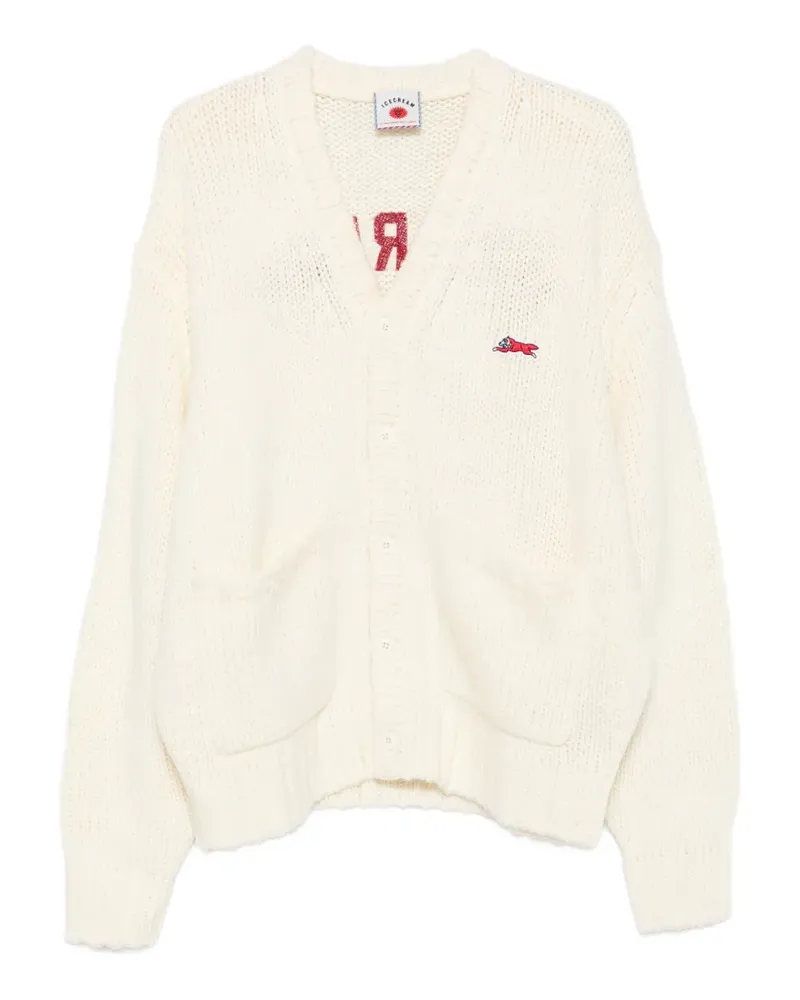 ICECREAM logo-embroidered V-neck cardigan - Nude Nude