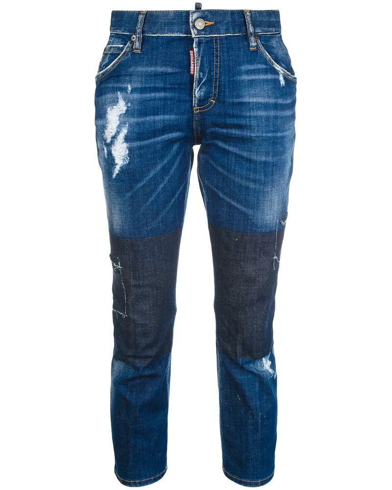 Dsquared2 Cropped-Jeans mit Kontrasteinsätzen - Blau Blau