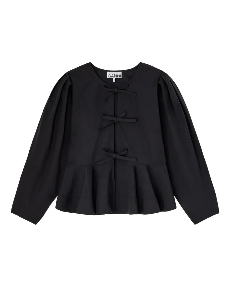 Ganni Schößchen-Bluse mit Schleifendetail - Schwarz Schwarz