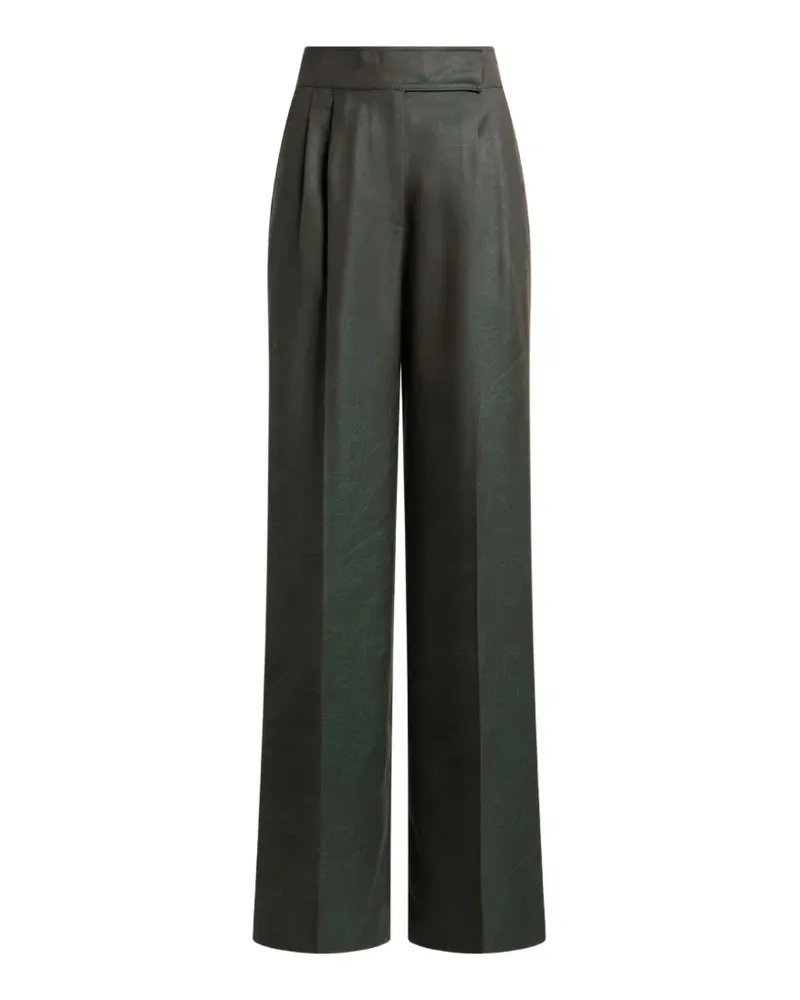Etro wool jacquard trousers with pleats and Paisley motif - Grün Grün