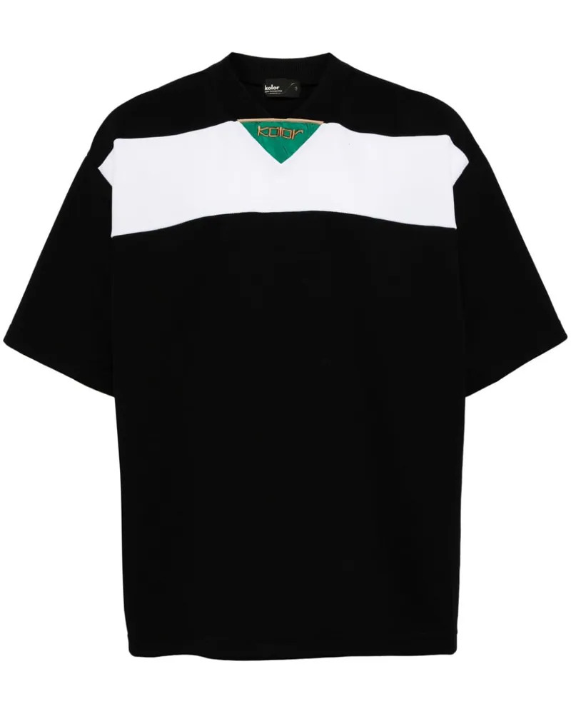 kolor Jersey-T-Shirt mit Streifendetail - Schwarz Schwarz