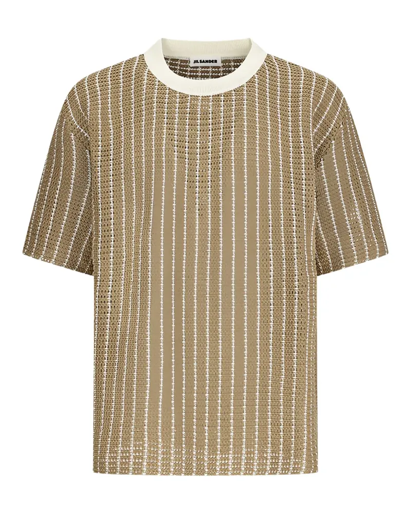 Jil Sander striped open-knit T-shirt - Nude Nude