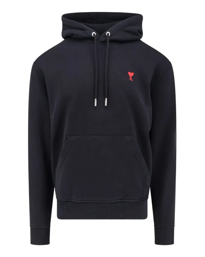 AMI Paris black cotton hoodie with Ami de Coeur - Schwarz Schwarz
