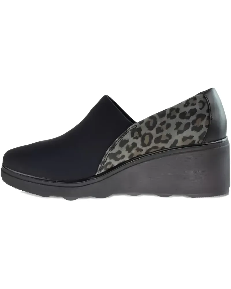 Clarks leopard print wedge sandals - Schwarz Schwarz