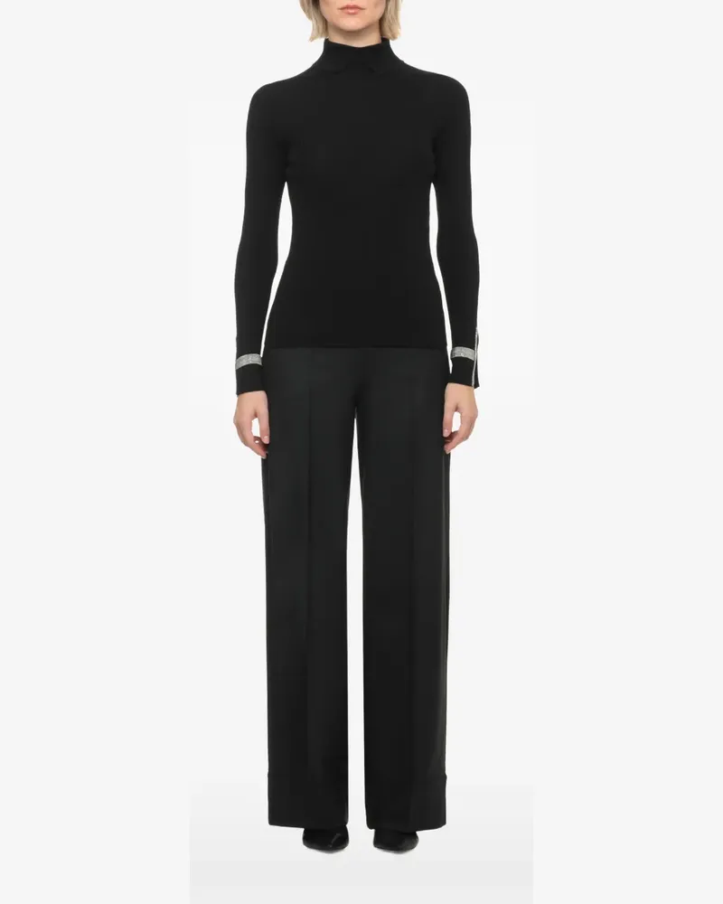 D.EXTERIOR crystal-embellished collar-detail sweater - Schwarz Schwarz
