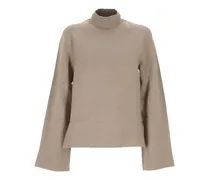 Pullover mit Stehkragen und ausgestellten Ärmeln - Nude