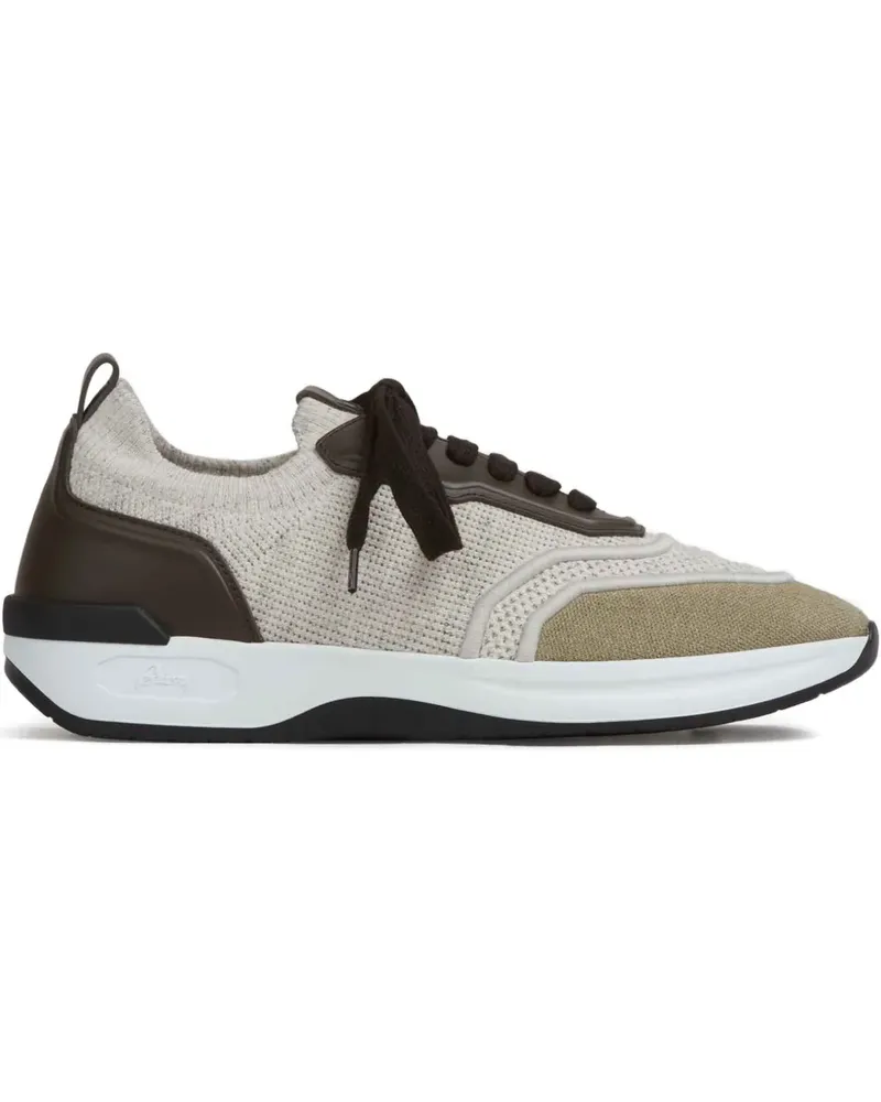 Brioni panelled knitted sneakers - Nude Nude