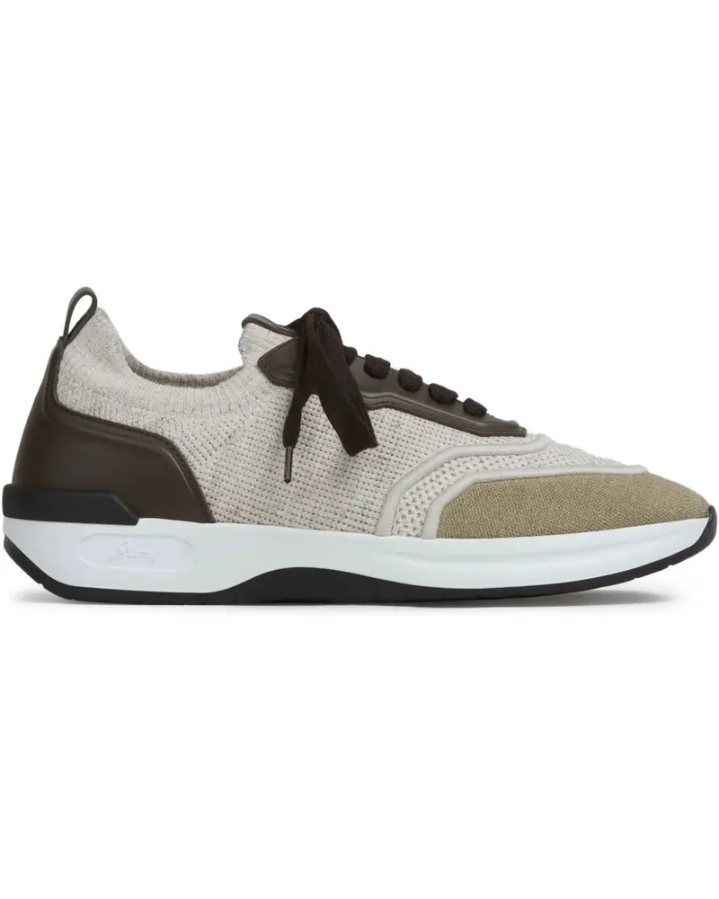 Brioni panelled knitted sneakers - Nude Nude