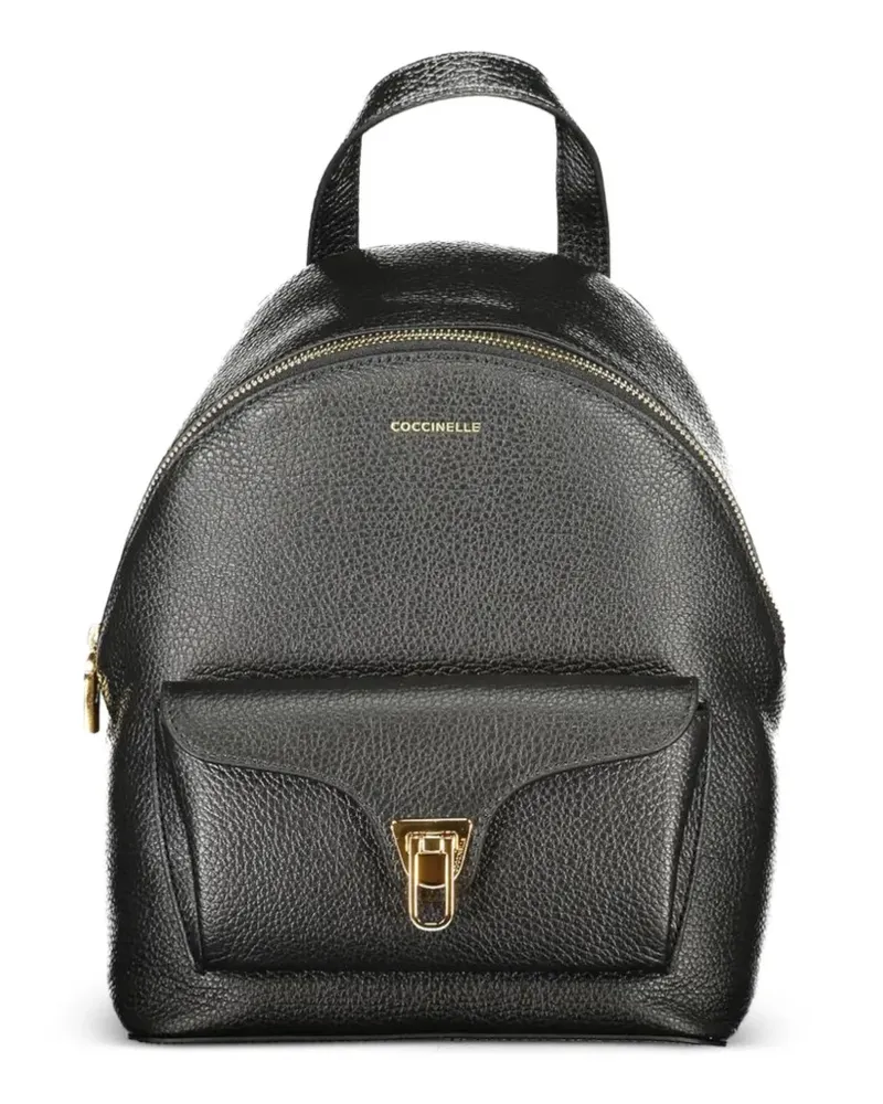 Coccinelle Kleiner Beat Rucksack aus strukturiertem Leder - Schwarz Schwarz