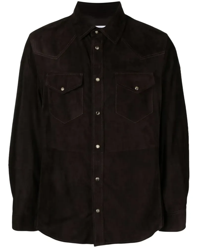 Brunello Cucinelli Westernhemd aus Wildleder - Schwarz Schwarz