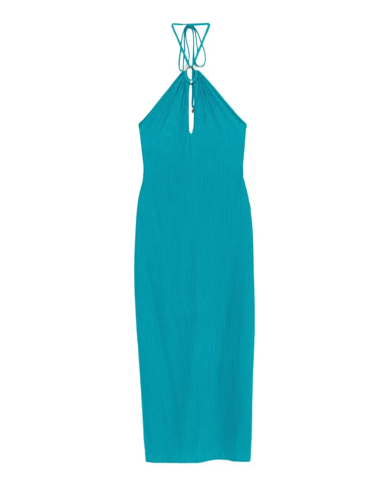 FISICO-Cristina Ferrari ribbed-knit halterneck midi dress - Blau Blau