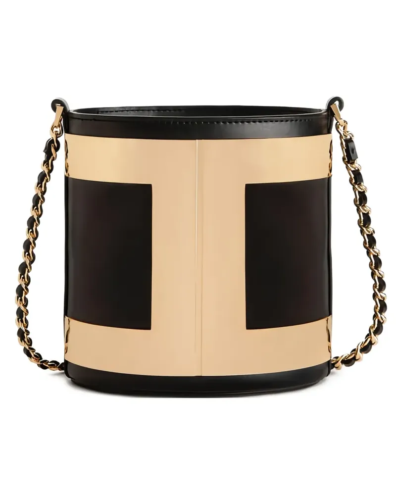 Elisabetta Franchi logo bucket bag - Schwarz Schwarz