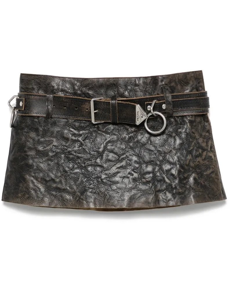 Prada Minirock aus Leder - Schwarz Schwarz