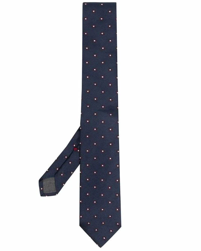 Brunello Cucinelli Seidenkrawatte mit geometrischem Print - Blau Blau