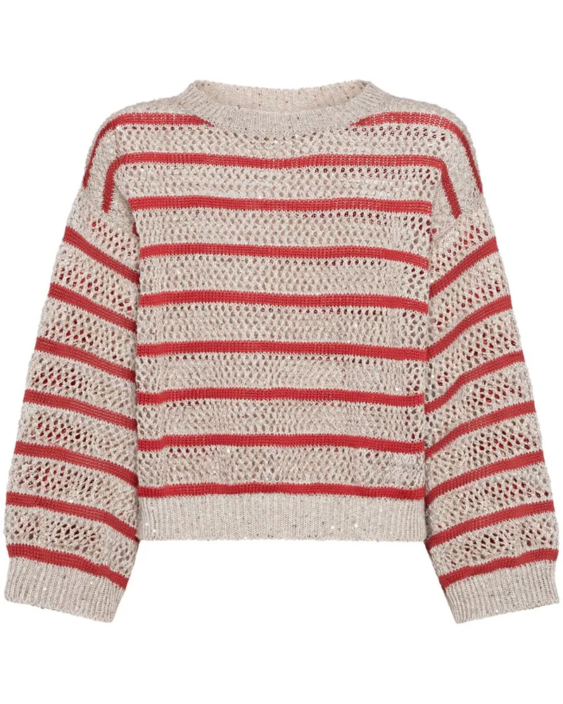 Brunello Cucinelli Dazzling Net Pullover - Nude Nude