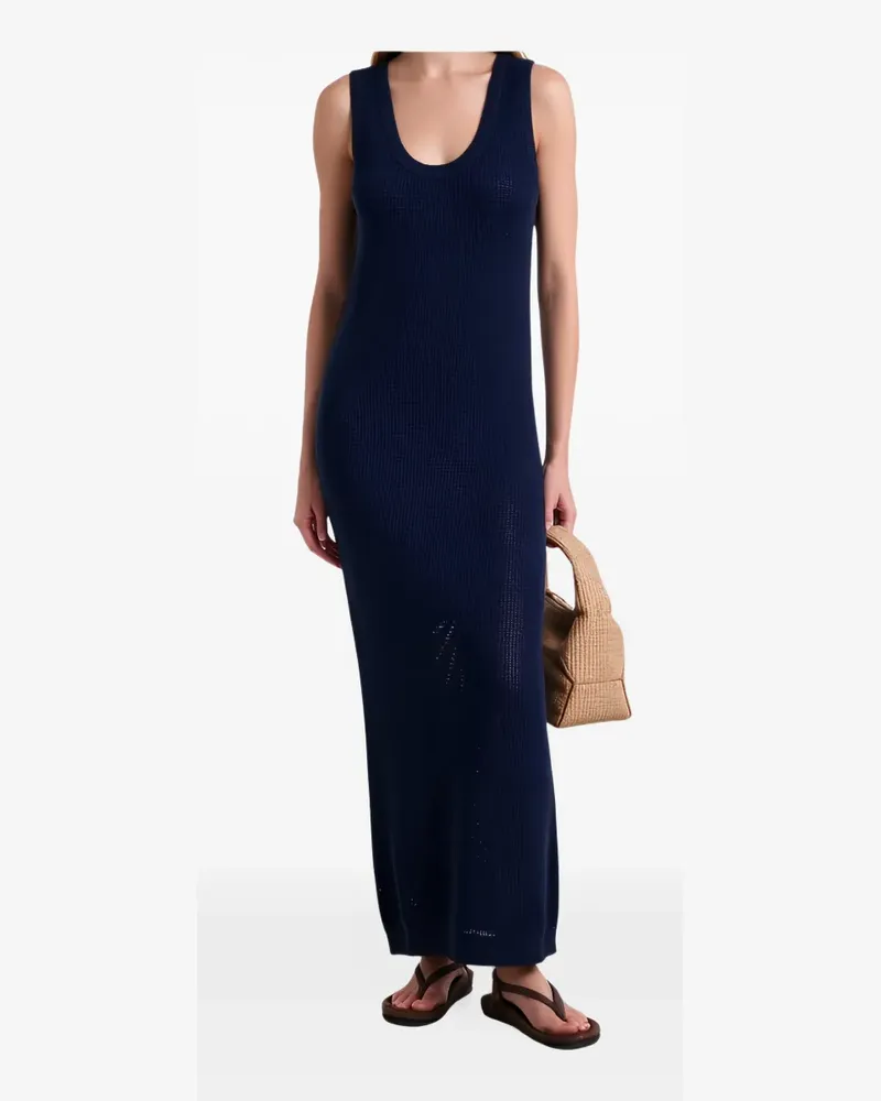 Brunello Cucinelli open-knit scoop-neck maxi dress - Blau Blau