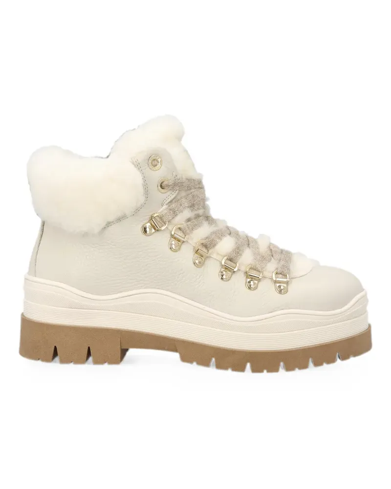 Bogner Arosa 4 B shearling-trim lace-up ankle boots - Nude Nude
