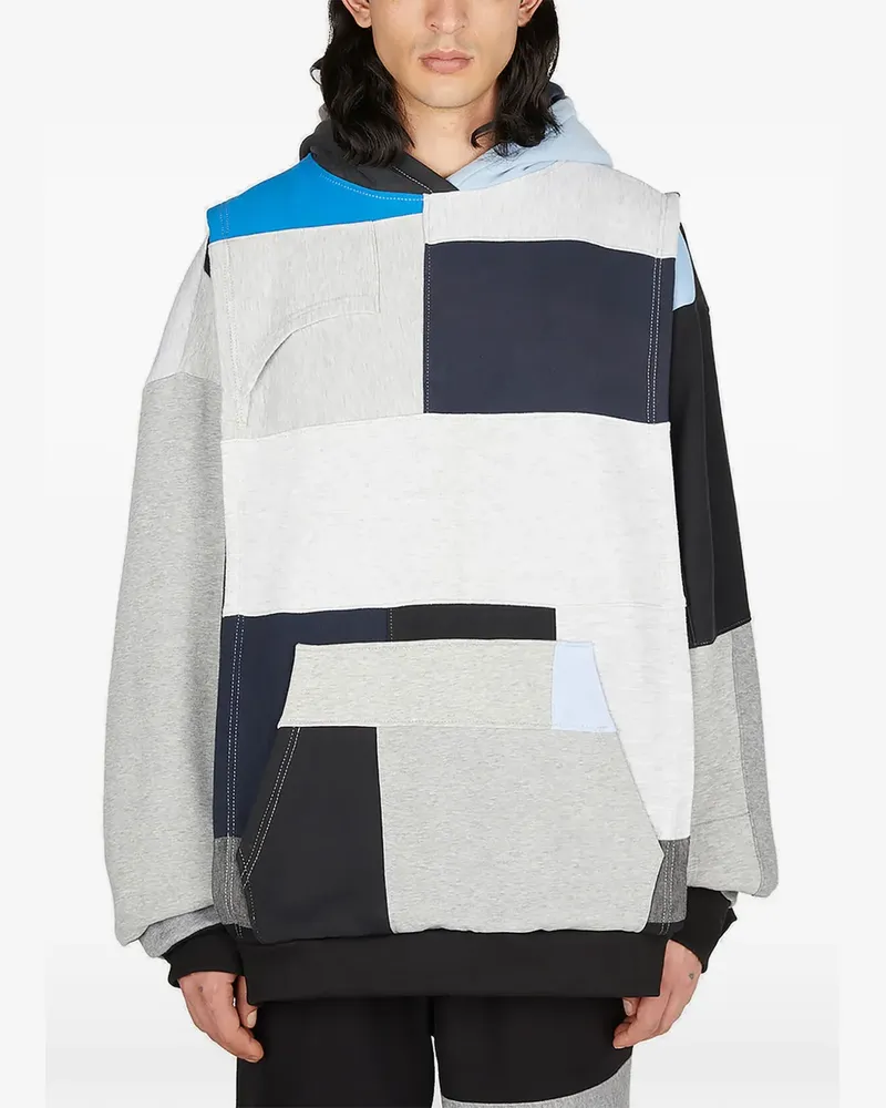 (di)vision patchwork jersey hoodie - Grau Grau