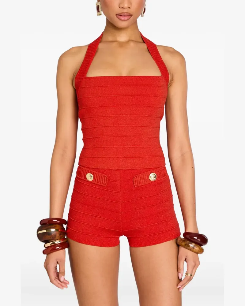Retrofête Geripptes Leslie Neckholder-Top - Rot Rot