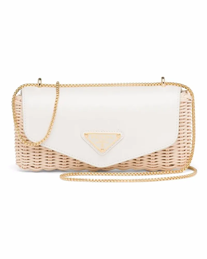 Prada Mini-Tasche mit Logo-Schild - Weiß Weiß