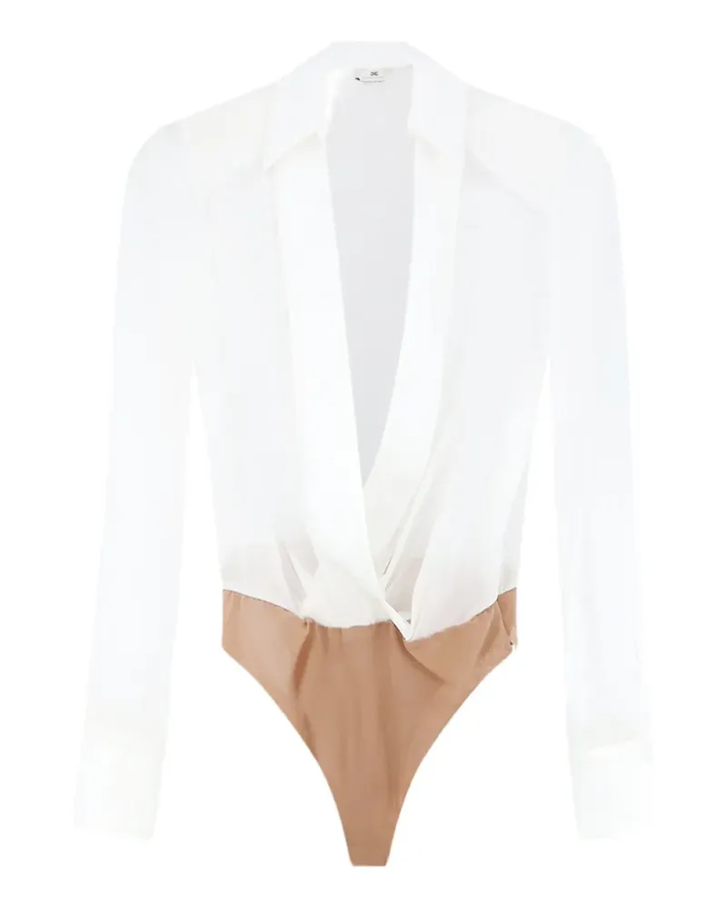 Elisabetta Franchi wrap-style long-sleeved bodysuit - Weiß Weiß