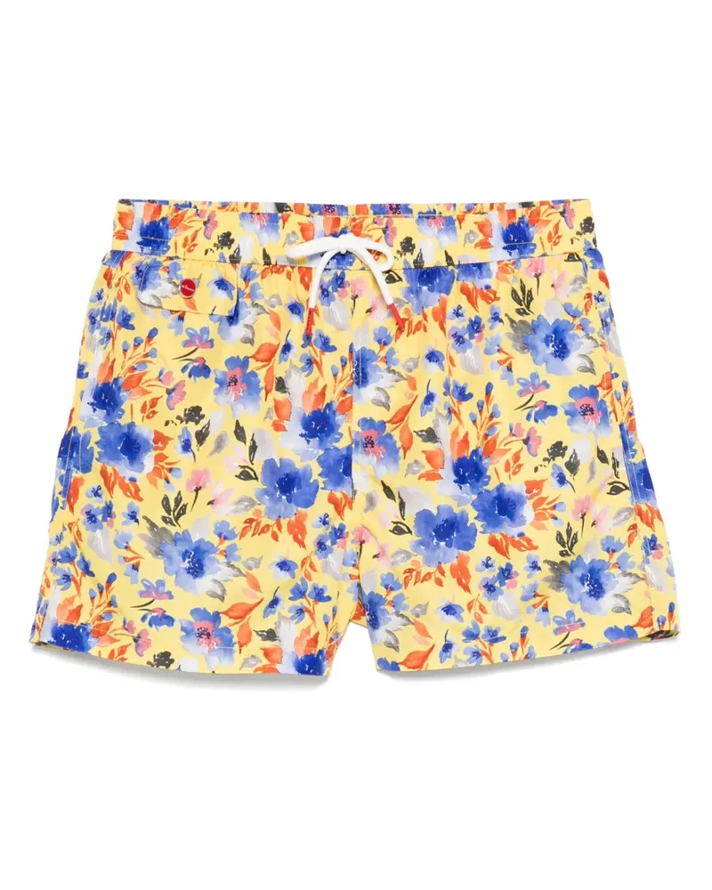 Kiton Badeshorts mit Blumen-Print - Gelb Gelb