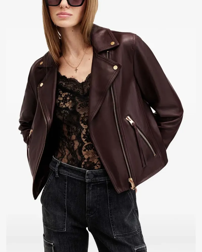 AllSaints Dalby zip-fastening leather jacket - Braun Braun