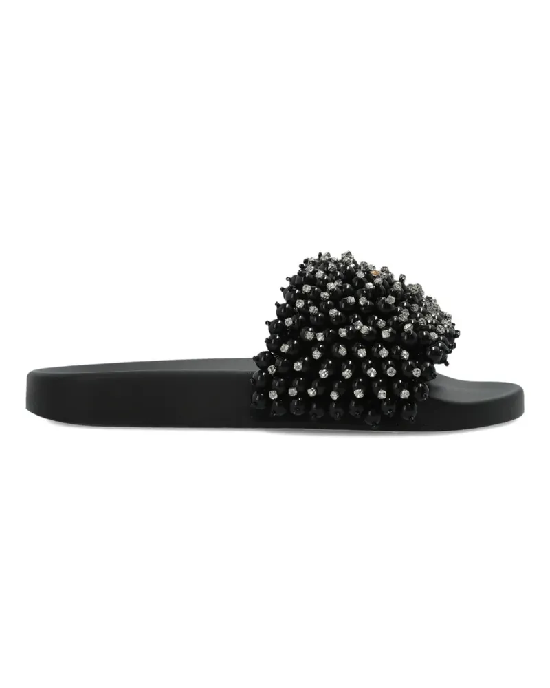 Kurt Geiger Meena beaded eagle-detail slides - Schwarz Schwarz