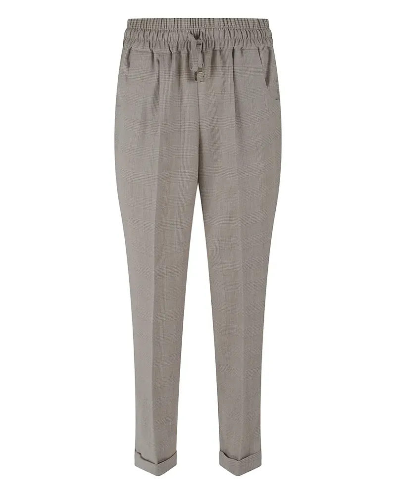 Kiton elasticated-waist check-pattern trousers - Nude Nude