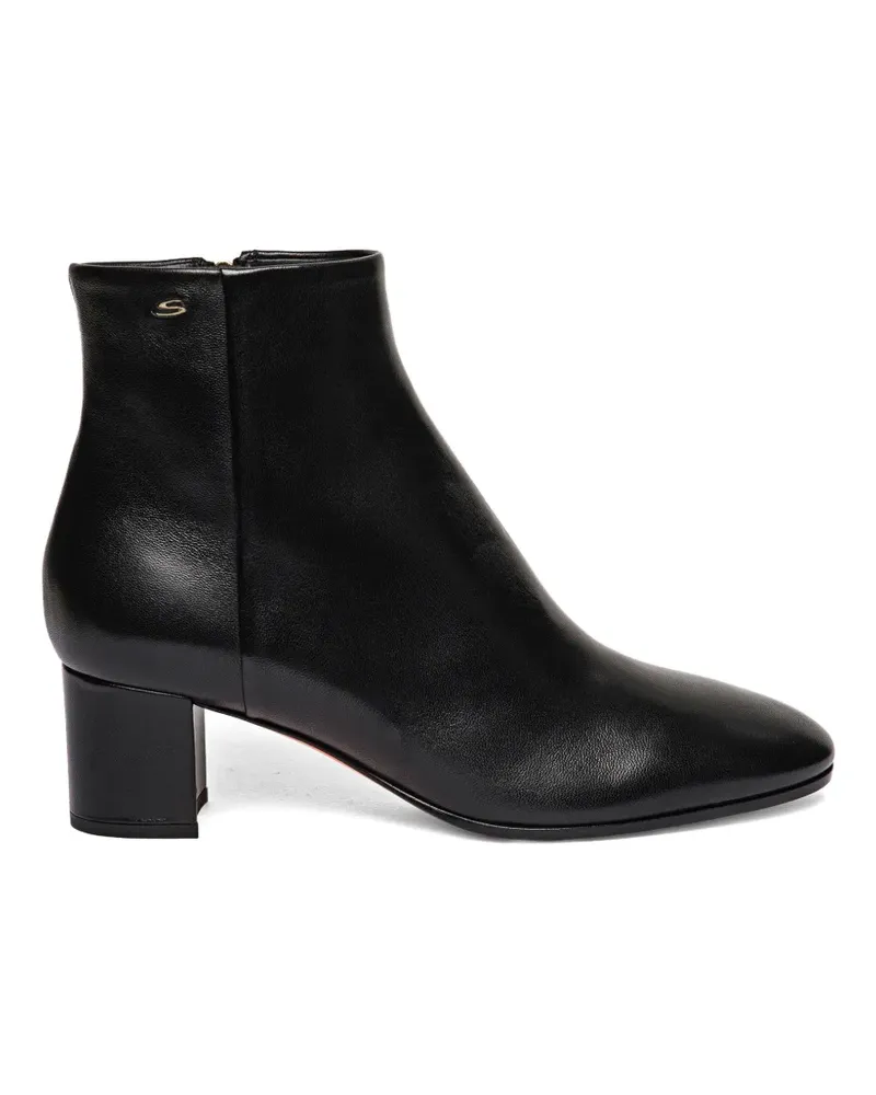 Santoni Stiefel mit runder Kappe und Reißverschluss - Schwarz Schwarz