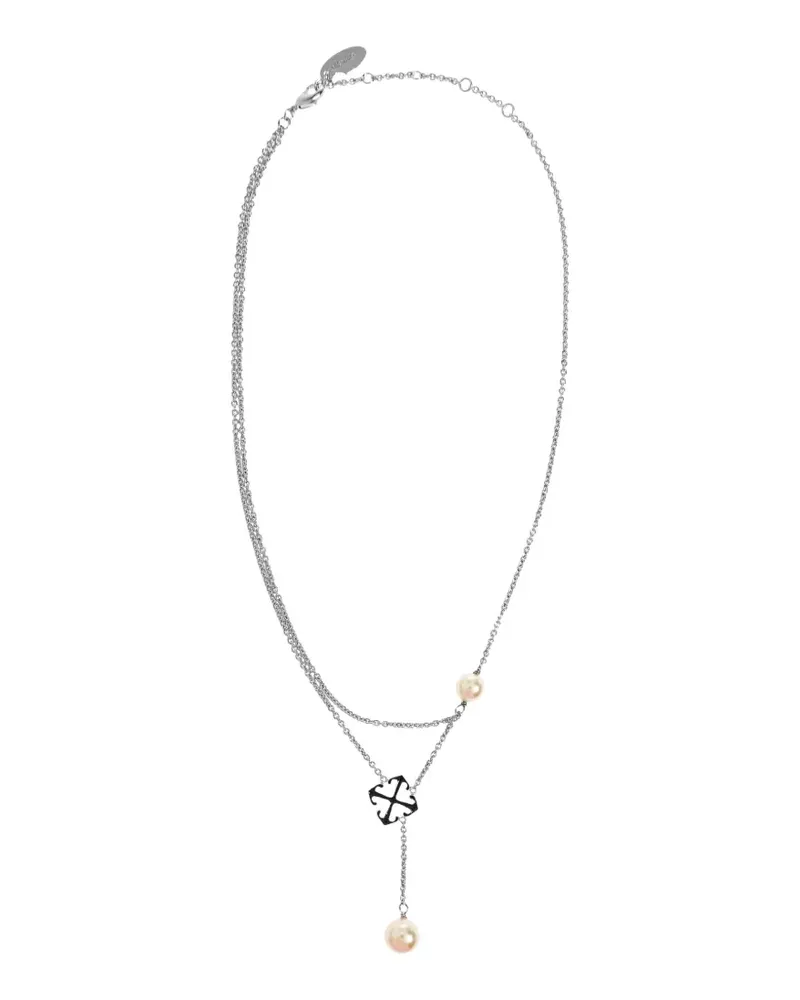 OFF-WHITE double-layered faux-pearl necklace - Silber Silber